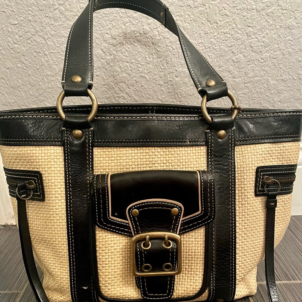 Coach - limited edition summer straw and leather bag.